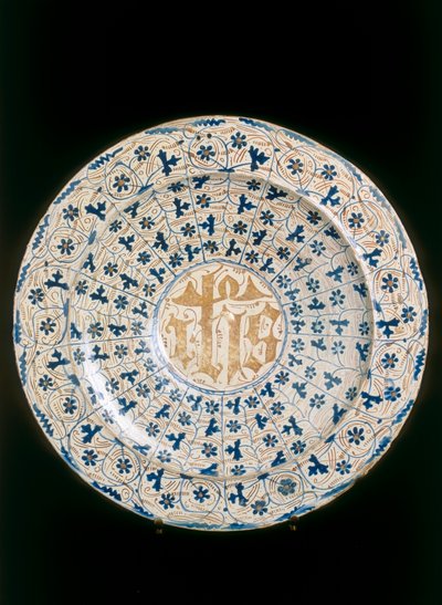Talerz z skrystalizowanym monogramem, manufaktura Valencia autorstwa Unknown artist