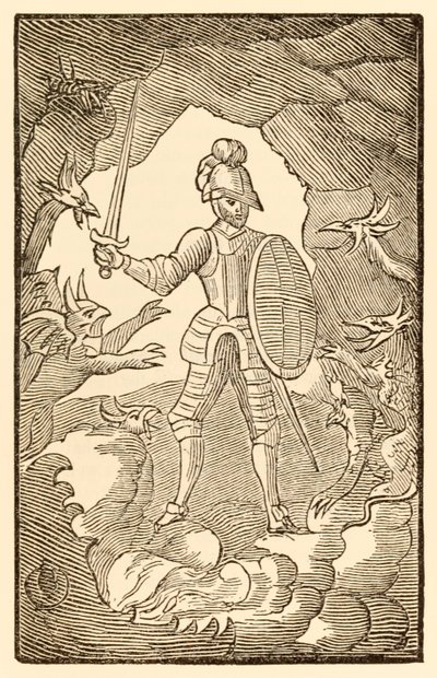 Biedny człowiek! Gdzie jesteś teraz? Twój dzień jest nocą. z książki The Pilgrims Progress From This World, To That Co Ma przyjść Johna Bunyana (1628-1688) Christian wkracza do Doliny Cienia Śmierci i autorstwa Unknown