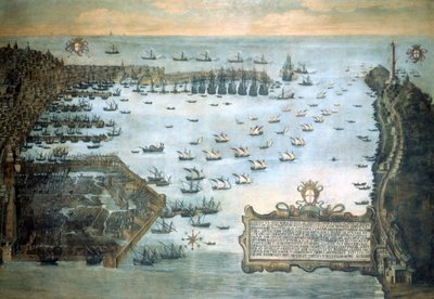 Port w Genui w 1597 roku. Muzeum Marynarki Wojennej w Genui - Pegli. autorstwa Unknown artist