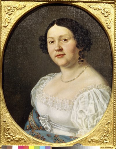 Portret śpiewaczki operowej Sophia Vasilyevna Samoylova (Samoylova Chernikova) (1860-1936) (Portret śpiewaczki operowej Sophia Vasilyevna Samoylova). Malarstwo anonimowe, olej na płótnie, koniec XIX wieku. Sztuka rosyjska, romantyzm. Państwowe Muzeum Teatr autorstwa Unknown artist