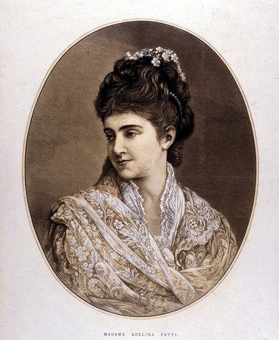 Portret Adeliny Patti, włoskiej piosenkarki (1843-1919) autorstwa Unknown artist