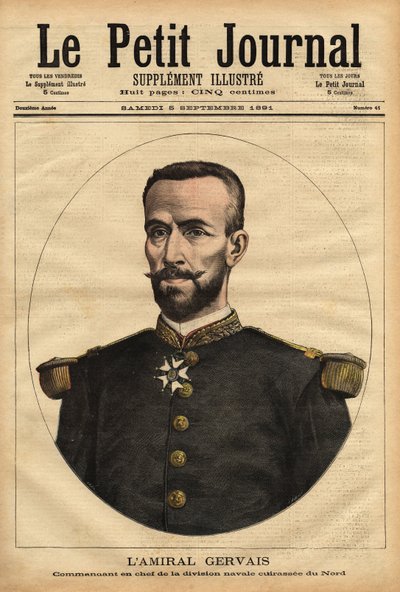 Portret admirała Gervaisa (1837-1921), głównodowodzącego Dywizji Morskiej Północy. Grawerowanie w „Le petit journal”” 5.09.1891. Kolekcja Selvy. autorstwa Unknown artist
