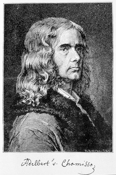 Portret Aldeberta von Chamisso de Boncourt (1781-1838), niemieckiego pisarza i uczonego pochodzenia francuskiego - rycina autorstwa Unknown artist