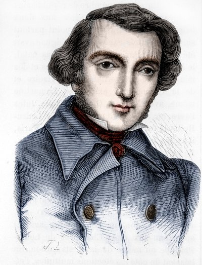Portret Alexisa de Tocqueville (1805 - 1859), francuskiego historyka i polityka. Grawerowanie XIX wieku. autorstwa Unknown artist