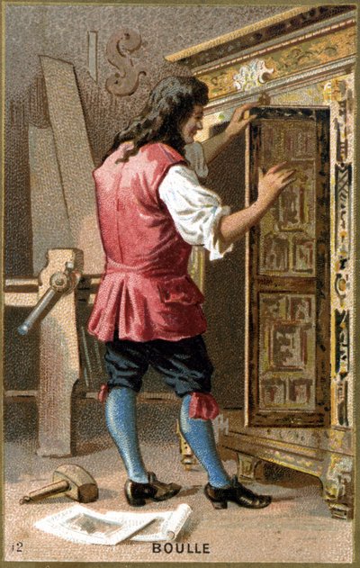 Portret André Charlesa Boulle (1642 - 1732) francuskiego stolarza. Chromolitografia XIX wieku. autorstwa Unknown artist
