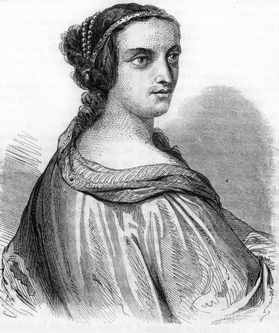 Portret Anny de Beaujeu, Anny Francuskiej (1462-1522), księżnej Burbon, córki Ludwika XI. Grawerowanie XIX w.). Rycina XIX wieku. autorstwa Unknown artist