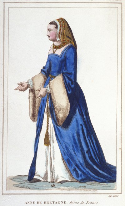 Portret Anny Bretanii (1476-1514), królowej Francji, żony Karola VIII, a następnie Ludwika XII. Grawerowane od 1830 autorstwa Unknown artist