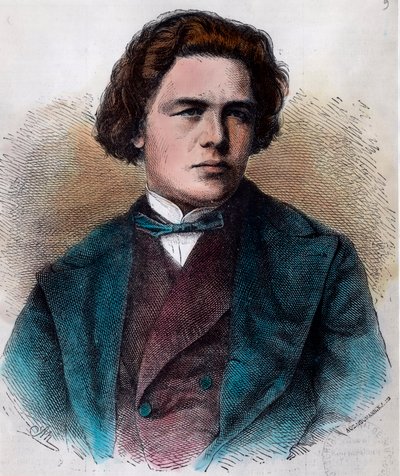 Portret Antona Rubinsteina (1829 - 1894), rosyjskiego pianisty i kompozytora. Rycina XIX wieku. Prywatna kolekcja. autorstwa Unknown artist