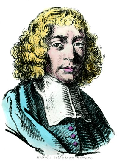 Portret Barucha de Spinozy (1632 - 1677) Holenderski filozof, znany również jako Bento de Espinosa lub Benedictus de Spinoza lub Benoit de Spinoza. Rycina z XVII wieku. Dz. Udać się. autorstwa Unknown artist