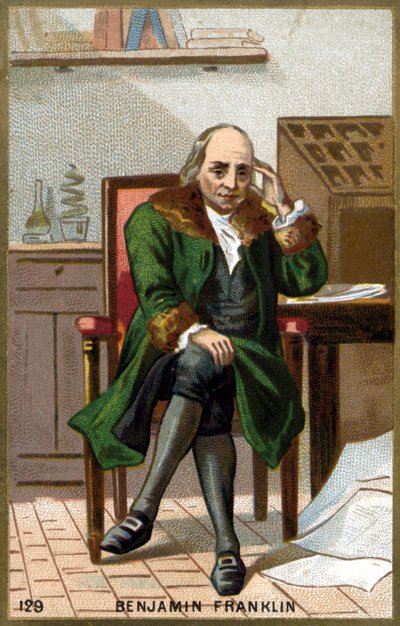 Portret Benjamina Franklina (1706 - 1790). Chromolitografia z końca XIX wieku. autorstwa Unknown artist