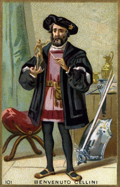 Portret Benvenuto Celliniego (1500 - 1571), włoskiego złotnika i rzeźbiarza. Chromolitografia XIX wieku. autorstwa Unknown artist
