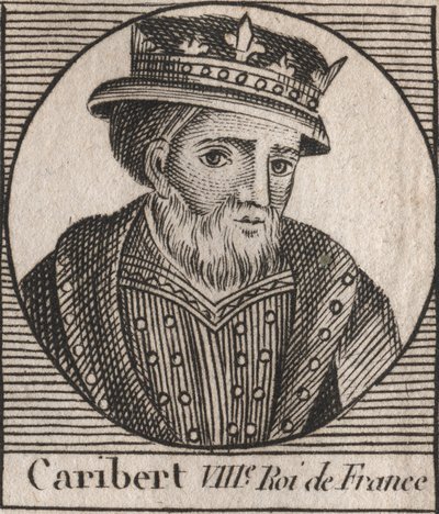 Portret Cariberta, króla Franków (561-567) - Caribert lub Charibert (zm.567) King of the Franks - grawerunek z „Instruction sur l