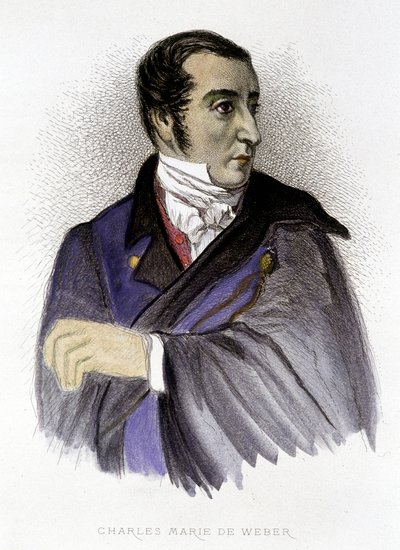 Portret Carla Marii von Webera, niemieckiego kompozytora (1786-1826) - rycina autorstwa Unknown artist