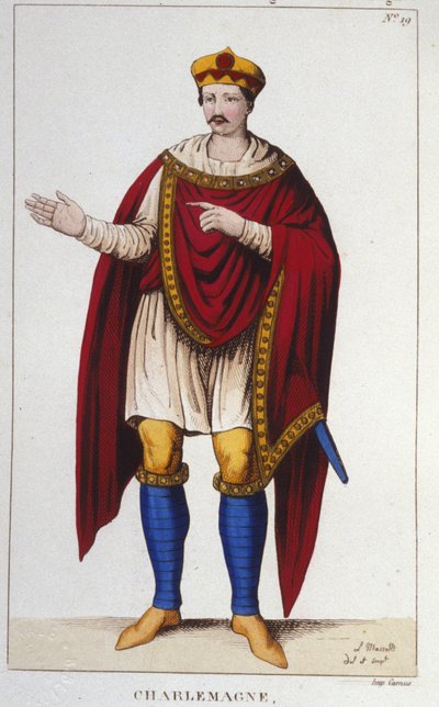 Portret Karola Wielkiego lub Karola I Wielkiego (742 - 814) grawerowany król franków 1830 autorstwa Unknown artist