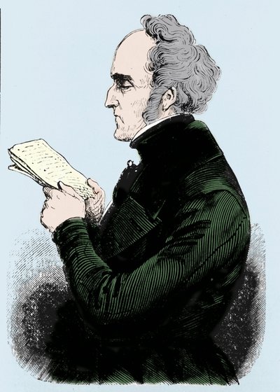 Portret Charlesa Fouriera (1772 - 1837), francuskiego teoretyka socjalizmu. Rycina XIX wieku. autorstwa Unknown artist