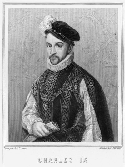 Portret Karola IX (1550 - 1574), króla Francji - w „Histoire des Français” Lavallée, rycina, sd. autorstwa Unknown artist