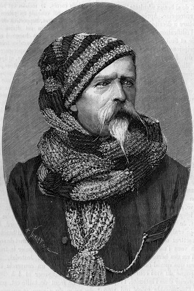 Portret Charlesa Marie Etienne, mistrza Dubois de Nansouty (1815-1895), francuskiego generała, w stroju góralskim. (Ze zdjęcia wykonanego w Bagneres de Bigorre w 1879 r.). Grawerowanie w „”Nature: przegląd nauk i ich zastosowania w sztuce i autorstwa Unknown artist