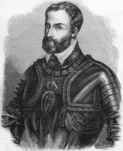 Portret Karola V (1500-1558), cesarza Świętego Cesarstwa Germańskiego od 1519 do 1556. Rycina z XIX wieku. autorstwa Unknown artist