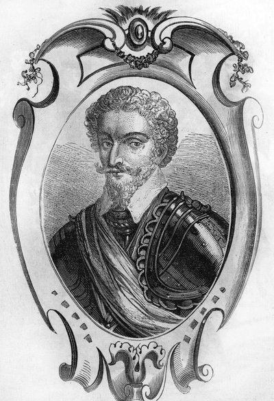 Portret Karola de Gontaut, barona, a następnie księcia Biron (1562–1602). Marechal de France. grawerunek z 1866 roku. autorstwa Unknown artist