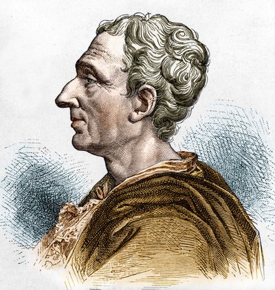 Portret Charlesa de Secondata (1689 - 1755), Barona De La Brède i Montesquieu. Rycina XIX wieku. autorstwa Unknown artist