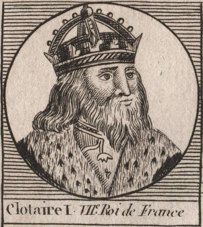 Portret Clothaire I (497 - 561), króla Neustrii i króla Franków - Clothar I, King of the Franks - rycina z „Instruction sur l