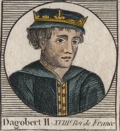 Portret Dagoberta II, króla franków od 711 do 716 - Dagobert II (676-679), króla Austrazji - rycina z „Instruction sur l