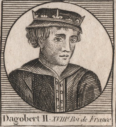 Portret Dagoberta II, króla franków 711a 716 - Dagoberta II (676-679), króla Austrazji - grawerunek z „Instruction sur l