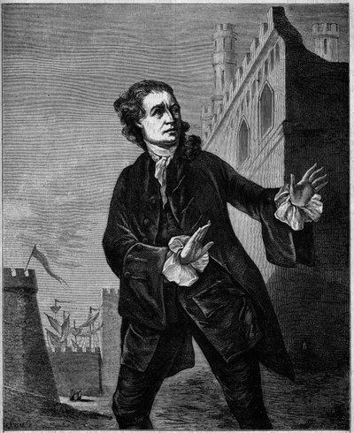 Portret Davida Garricka (1717-1779), angielskiego komika, jako „Hamleta” Szekspira. Grawer Wilsona w „”Le Magasin malowniczy”” autorstwa Unknown artist