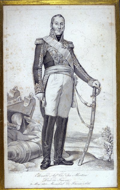 Portret Edouarda Adolphe Casimira Josepha Mortiera, księcia Trevise (1768-1835), Marechala Francji. Rycina XIX wieku. autorstwa Unknown artist
