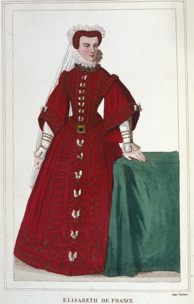 Portret Elżbiety Francuskiej 1545 - 1568 Córka Henryka II i Katarzyny Medycejskiej (Caterina de Medici) grawerowanie z 1830 r. autorstwa Unknown artist