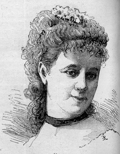 Portret Emilie Broisat (1848-1929), francuskiej komiczki, członkini Komedii Francuskiej. Grawer w „”Le Monde Illustré””n¡1168 z 16 sierpnia 1879 r. autorstwa Unknown artist