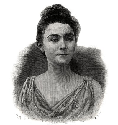 Portret Emmy Laure Esther Guilbert, dit Yvette Guilbert (1865-1944) Francuska śpiewaczka koncertu kawowego - Grawerowanie z 1892 r. autorstwa Unknown artist