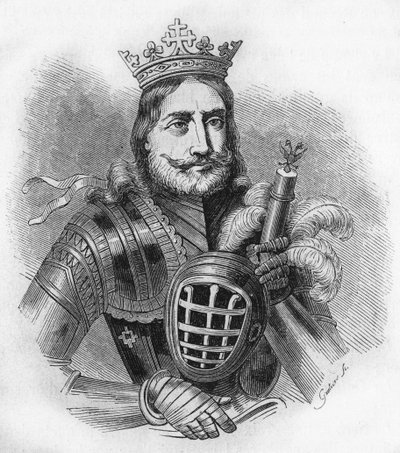 Portret Etienne IX UroU IV DuUan w języku francuskim, Etienne Douchan (1308 do 1355). Król, potem car Serbów. grawerunek z 1840 roku. autorstwa Unknown artist