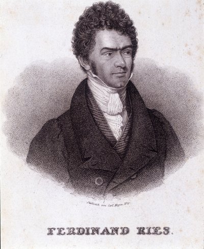 Portret Ferdynanda Riesa (1784 - 1838) Niemiecki kompozytor i pianista. Rycina XIX wieku. autorstwa Unknown artist