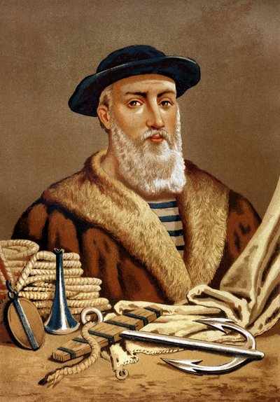 Portret Fernanda de Magellana. w języku portugalskim Fern¿o de Magalh¿es Portugalski nawigator (1480 do 1521). po sławnych mężczyznach i kobietach. Barcelona 1877. autorstwa Unknown artist