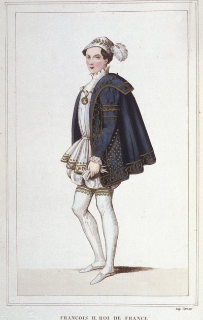 Portret Francois II (1544 - 1560), grawerowanie króla Francji z 1830 r autorstwa Unknown artist