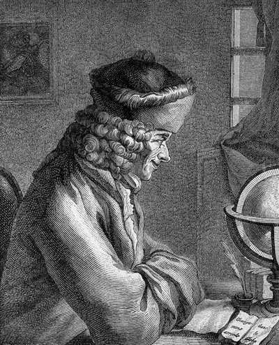 Portret Francois Marie Arouet dit Voltaire (1694-1778) w Chateau de Ferney w 1764 roku. autorstwa Unknown artist