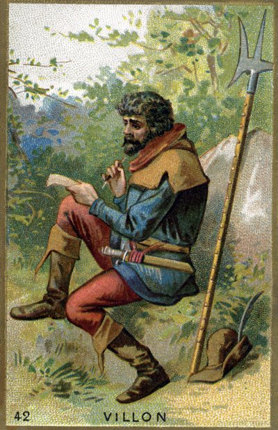 Portret François Villon (ok. 1431 - po 1463), poety francuskiego. Chromolitografia XIX wieku. autorstwa Unknown artist