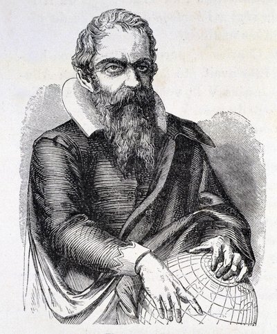 Portret Galileo Galilei dit Galileo (1564 - 1642), rycina XIX wiek. autorstwa Unknown artist