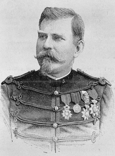 Portret generała Josepha Joffre (1852 - 1931). Rycina z końca XIX wieku w „Histoire de France” H. Martina. autorstwa Unknown artist