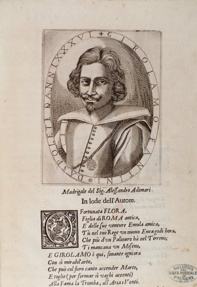 Portret Gerolamo Fantiniego (strona tytułowa jego Metody nauki gry na trąbce) autorstwa Unknown artist
