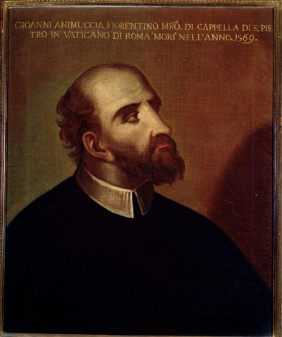 Portret Giovanniego Animuccia (1514 ca-1571) włoskiego kompozytora Anonimowy obraz. XVI-wieczne Miejskie Muzeum Bibliograficzne w Bolonii autorstwa Unknown artist