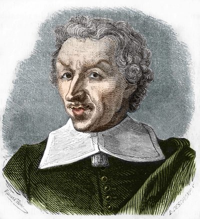 Portret Gui (Facet) Patin. Francuski lekarz i pisarz (1601-1672). Rycina z 1866 r. autorstwa Unknown artist