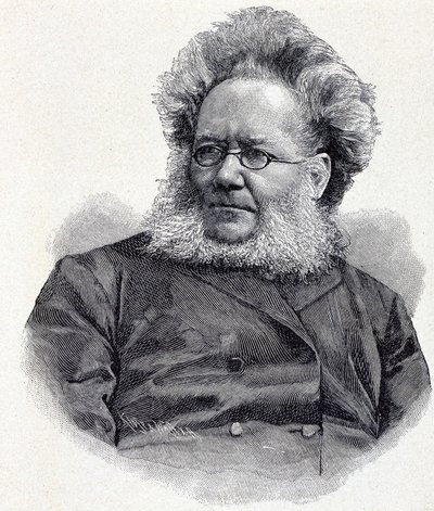 Portret Henrika (Henri) Johana Ibsena (1828-1906), norweskiego poety i dramaturga, rycina XIX wiek autorstwa Unknown artist