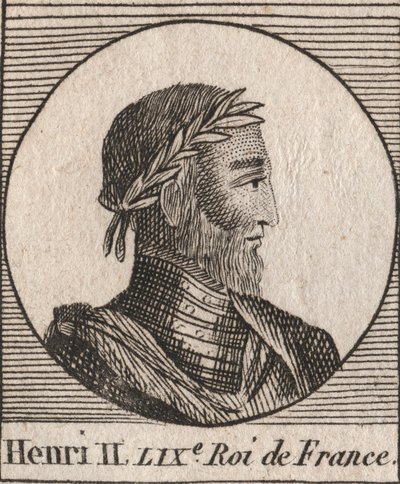 Portret Henryka II (1519-1559) Król Francji - Henryk II (1519-59), król Francji - grawerowanie z „Instruction sur l