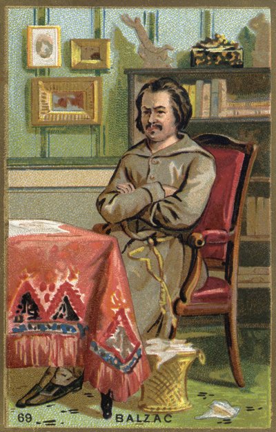 Portret Honoré de Balzaca (1799-1850), francuskiego pisarza. XIX-wieczna chromolitografia. autorstwa Unknown artist