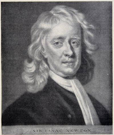 Portret Isaaca Newtona jest zbliżony do oryginału zachowanego w Obserwatorium Berlińskim. autorstwa Unknown artist