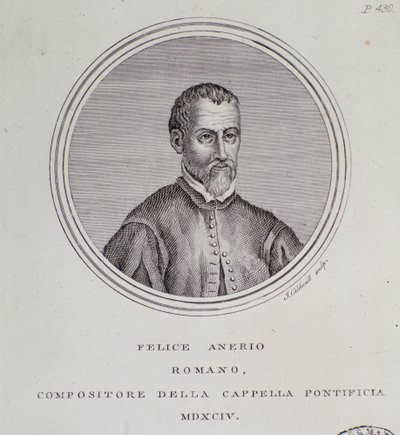 Portret włoskiego kompozytora Felice Anerio (Grawerowanie autorstwa Unknown artist