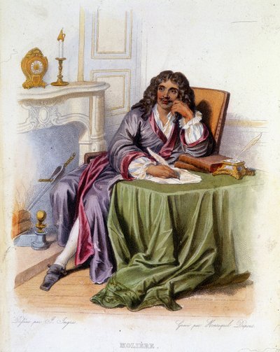 Portret Jean-Baptiste Poquelin dit Molière, francuskiego dramatopisarza i aktora (1622-1673) - w „Le Plutarque francais”, red. Mennechet autorstwa Unknown artist