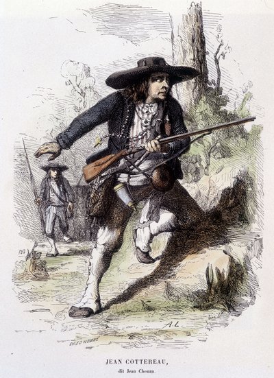 Portret Jeana Cottereau, dit Jean Chouan (1757-1794), przywódcy powstania w Lower Maine w 1793 roku - rycina autorstwa Unknown artist